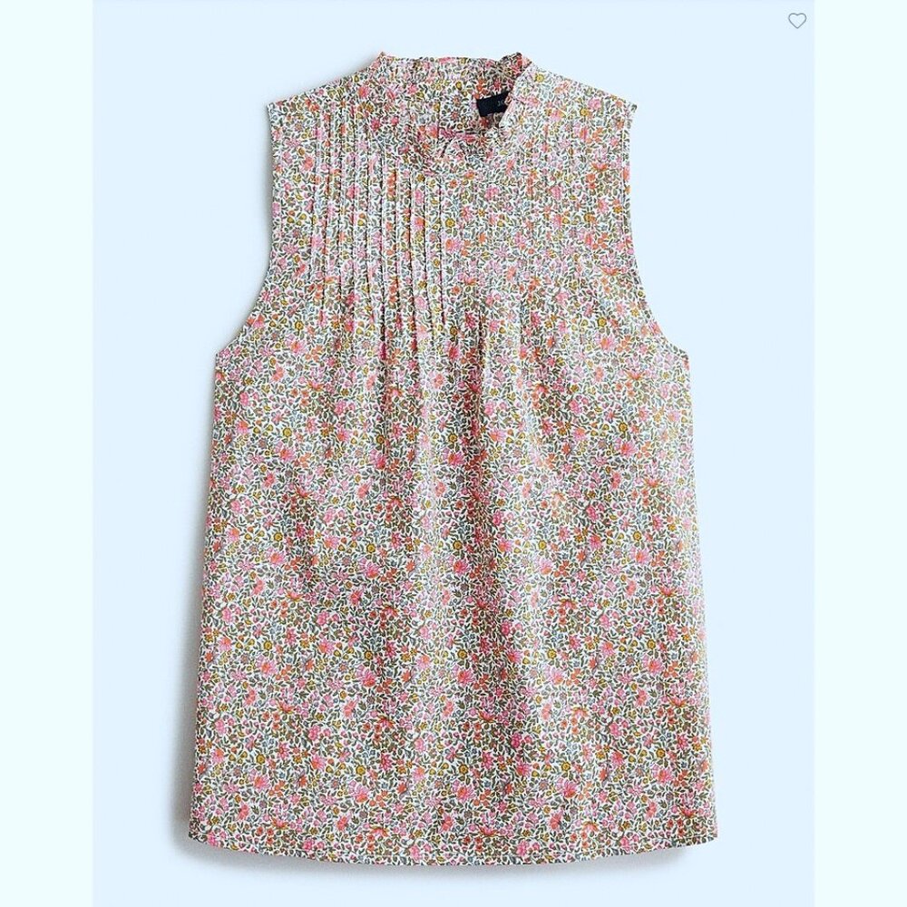 J Crew Pintuck 100% Cotton Poplin Scattered Blooms Top - Picture 7 of 7